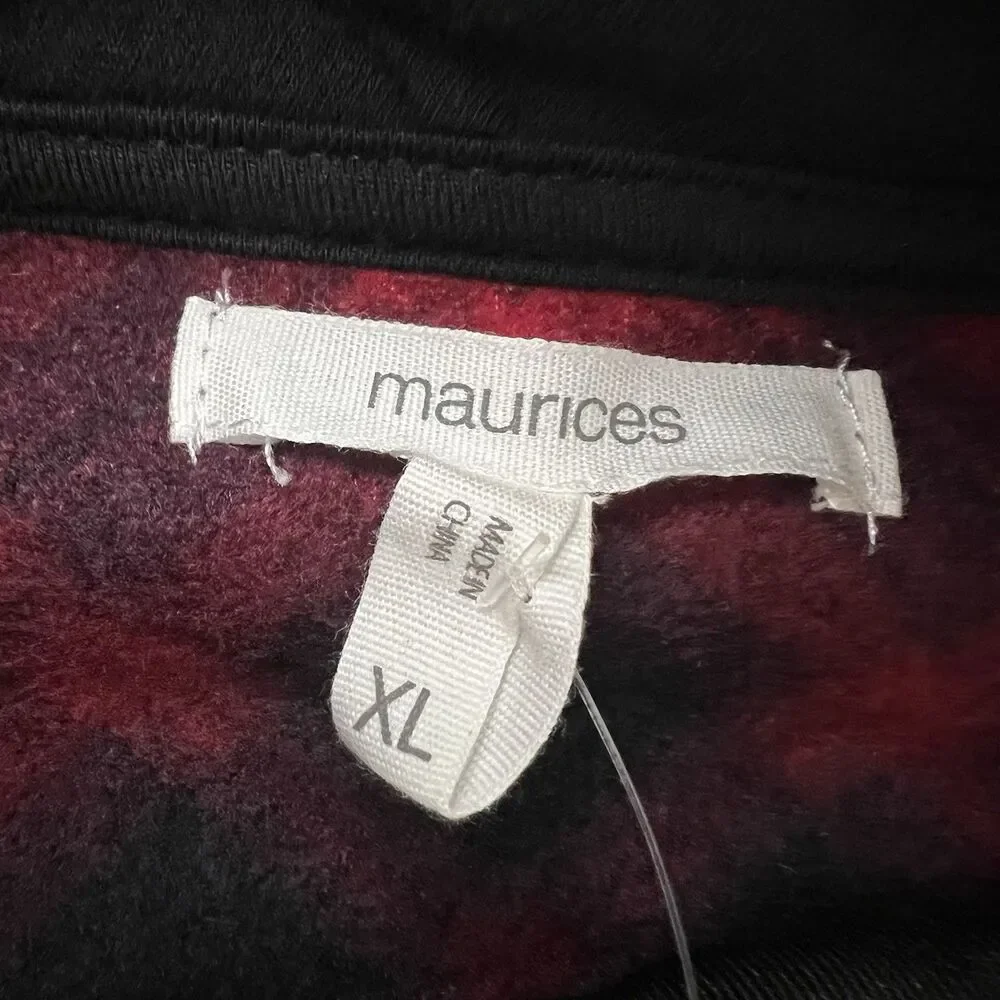 Maurices Sweater Womens XL Red Plaid Fleece Quilted Pullover Holiday Winter Farm - Picture 7 of 13